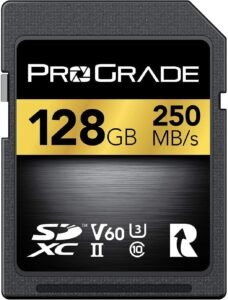 ProGrade Digital SDXC UHS-II 128GB V60 Memory Card (Up to 250MB/s Read, 130MB/s Write)